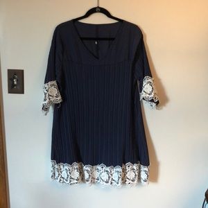 Blue pleated dress shirt